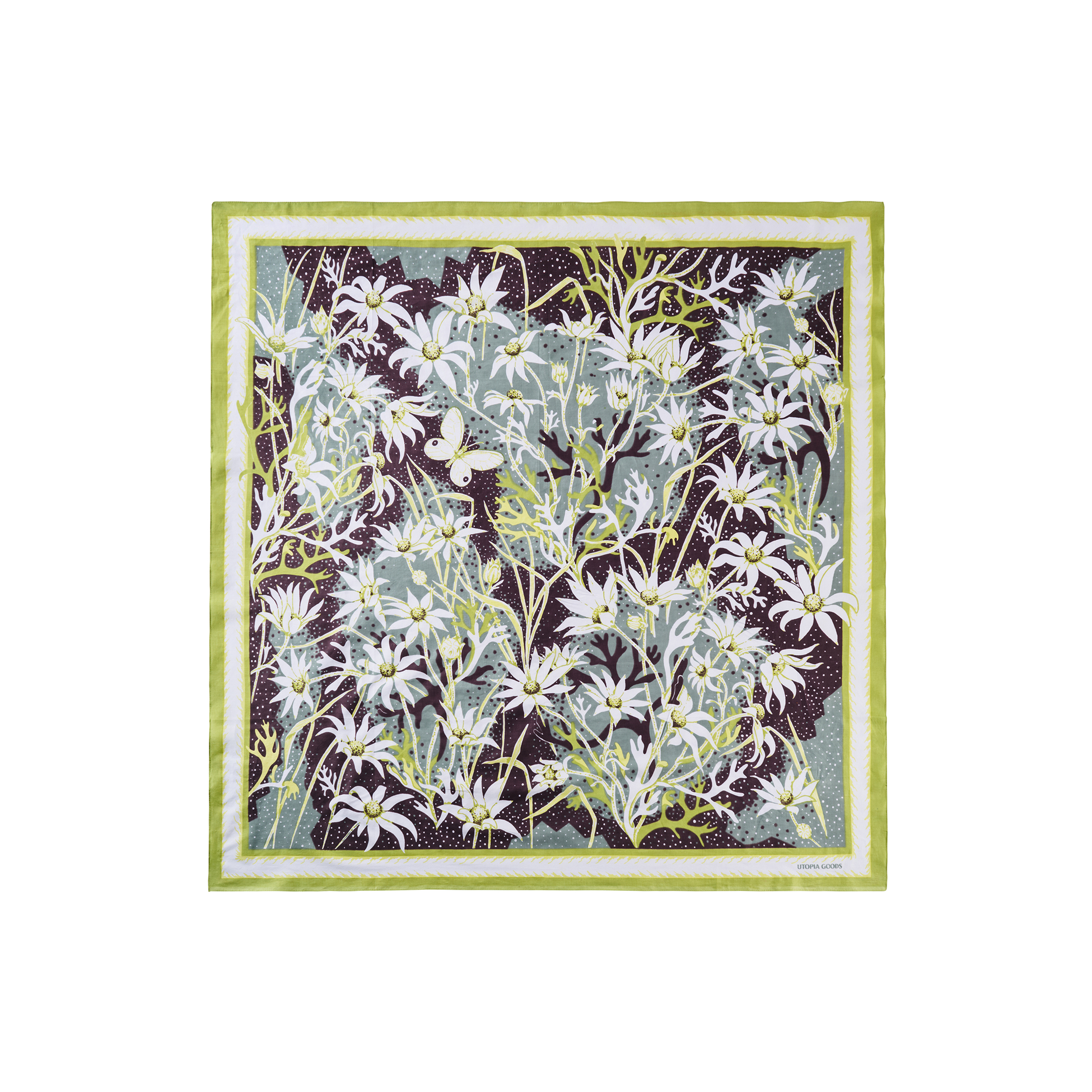 Large Flannel Green Cotton Scarf