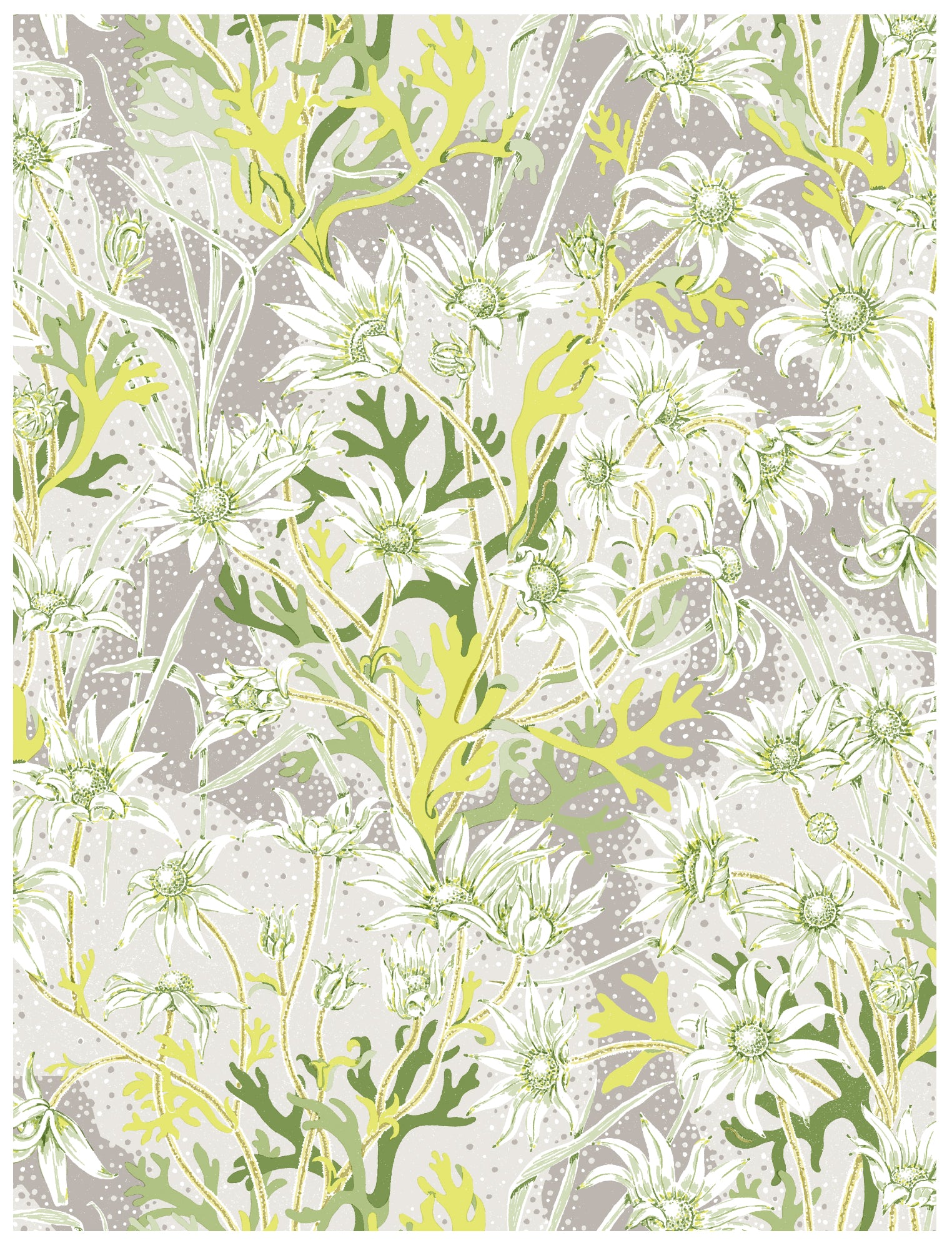 Flannel Flower Lime Wallpaper Swatch/Memo