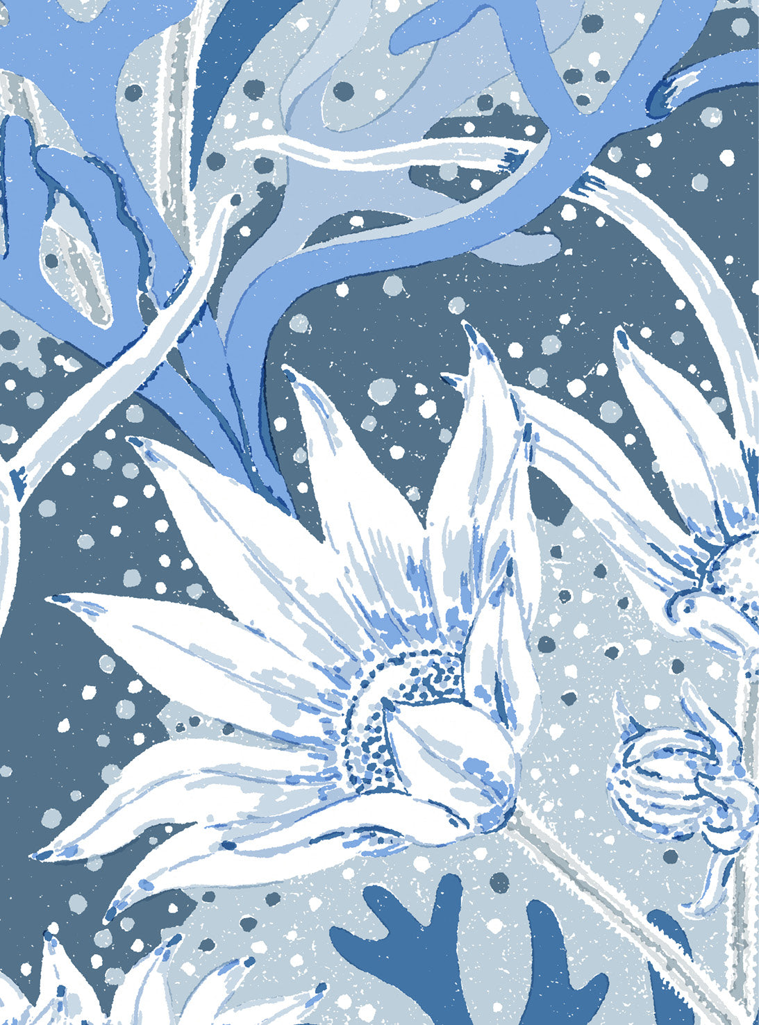 Flannel Flower Blue Wallpaper Swatch/Memo