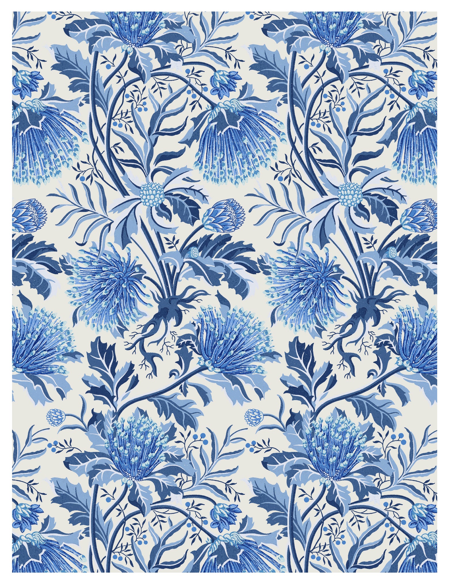 Matchstick Banksia Blue Wallpaper Swatch/Memo
