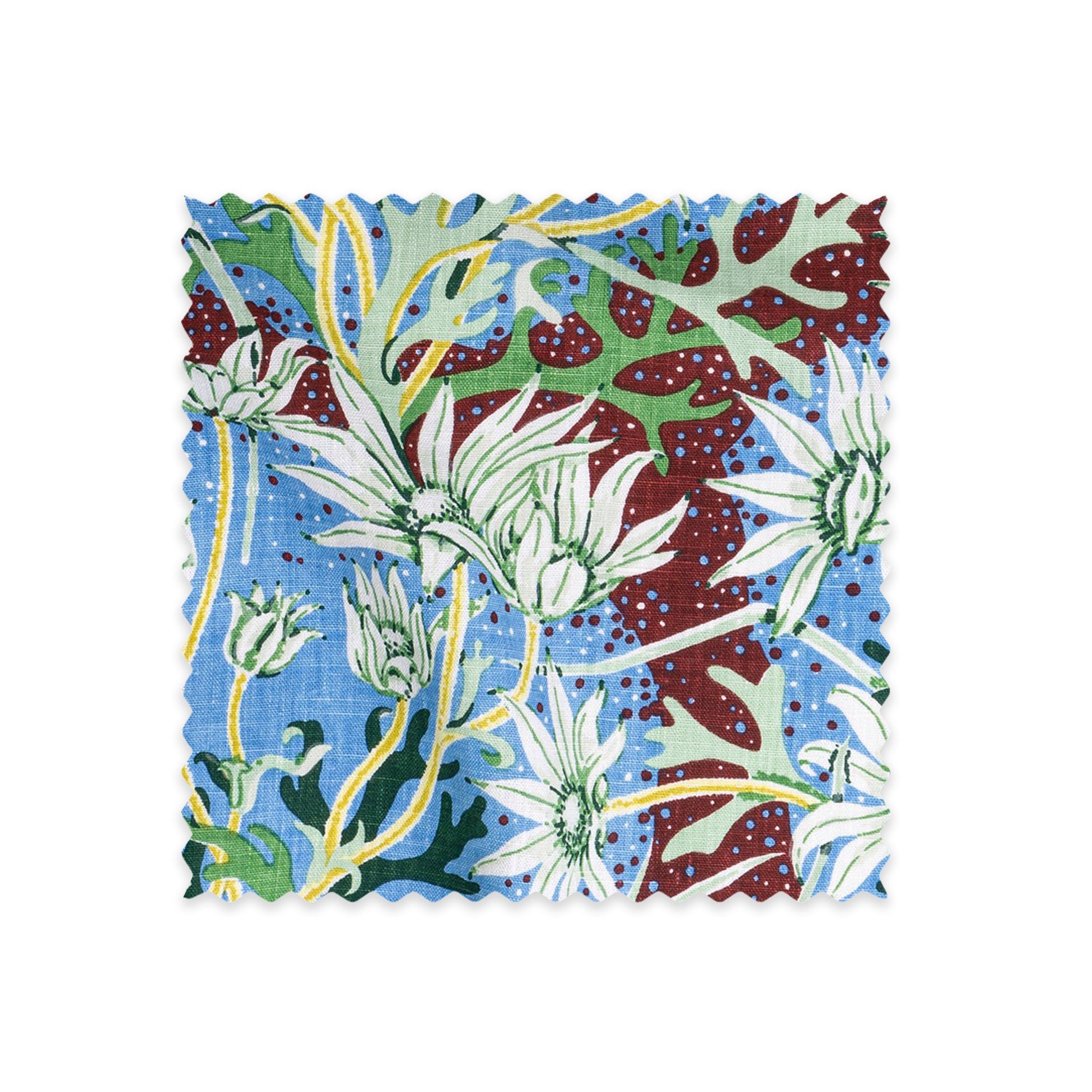 Flannel Flower Sky Linen Swatch