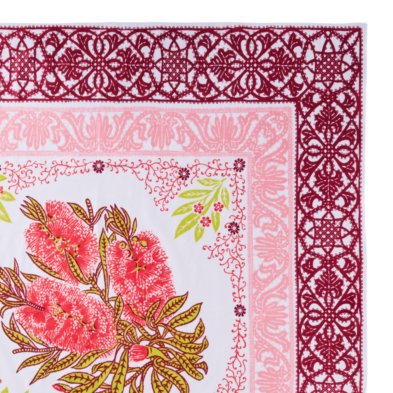 Large Bottle Brush Red Cotton Scarf