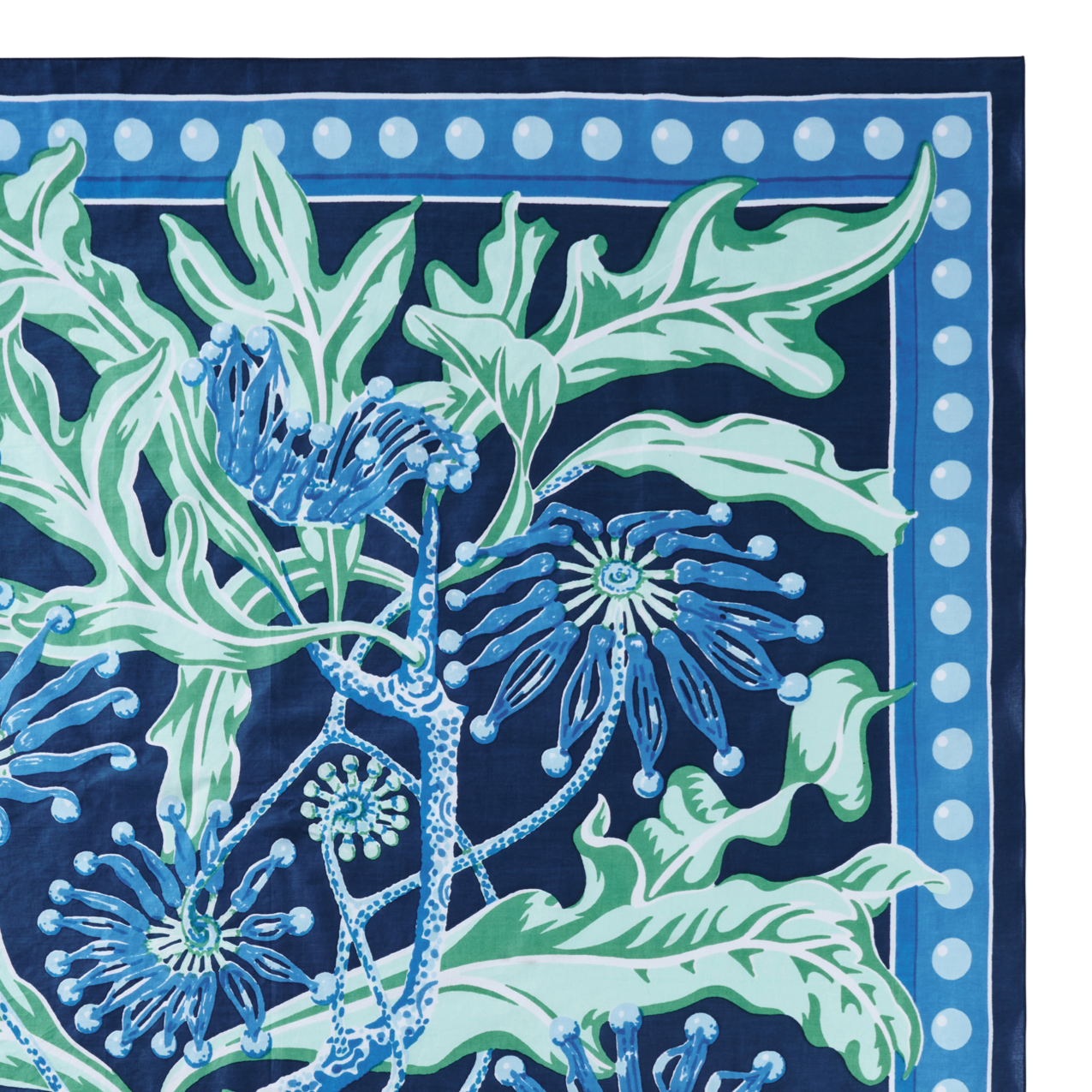 Large Firewheel Blue Cotton Scarf