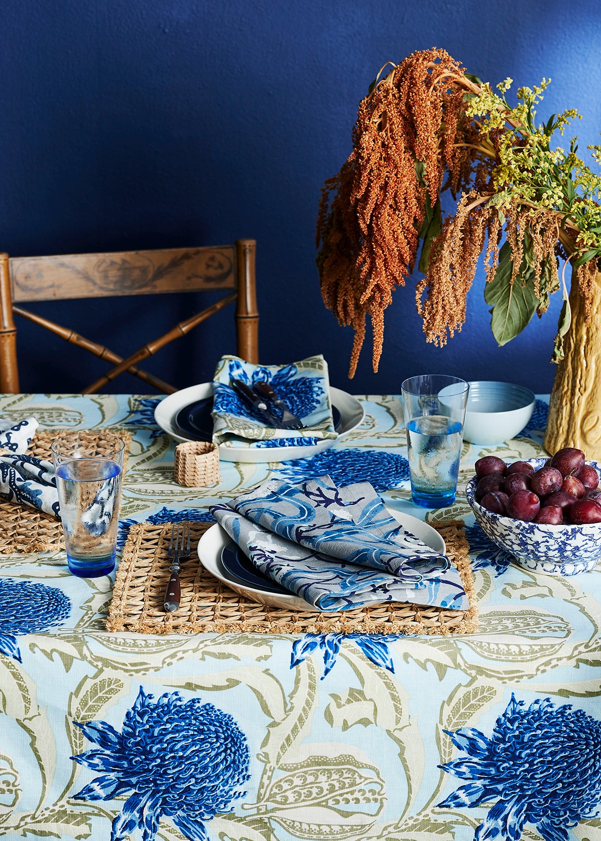 State of Waratah Blue Tablecloth