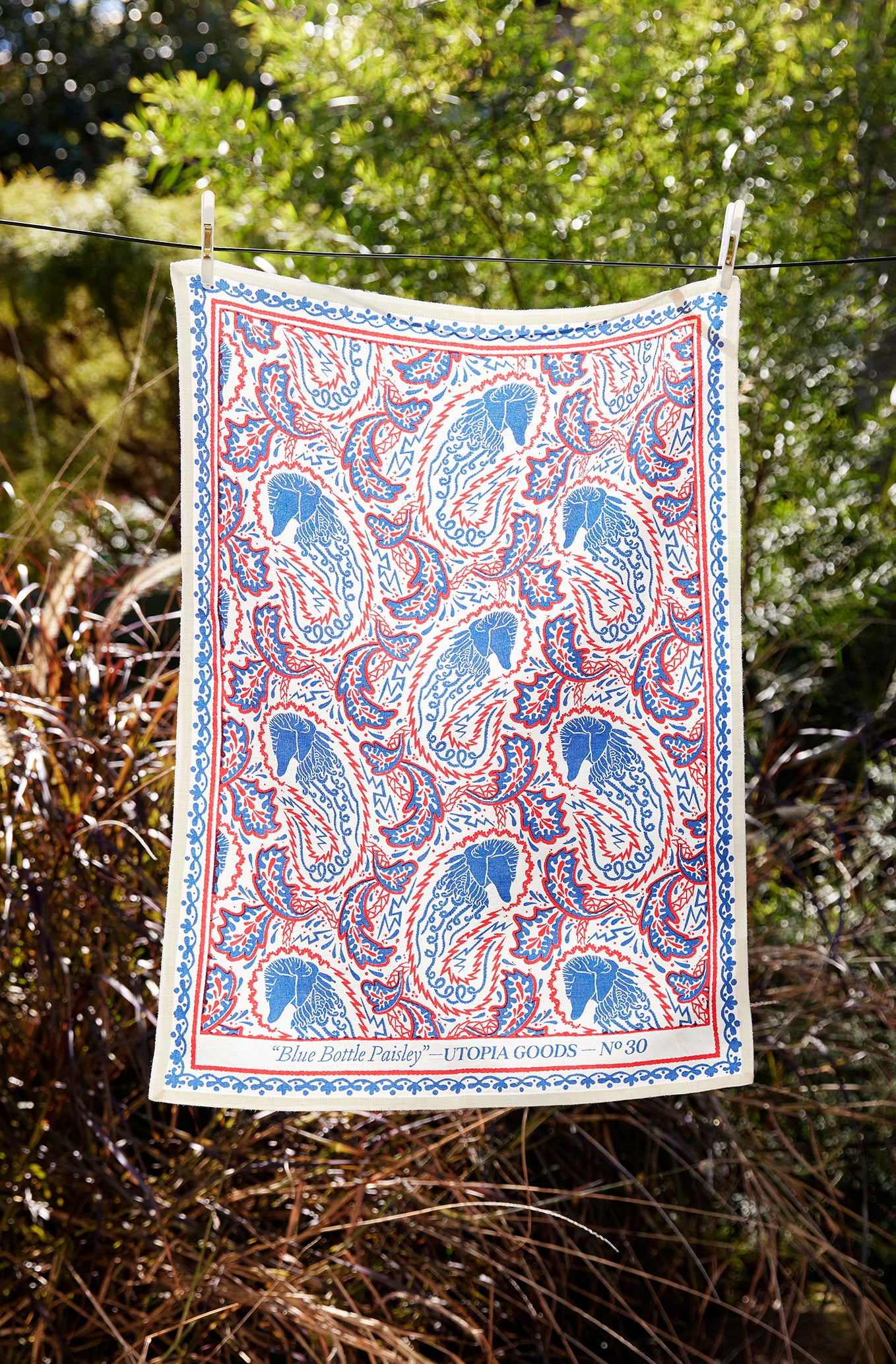 Blue Bottle Paisley Tea Towel No. 30