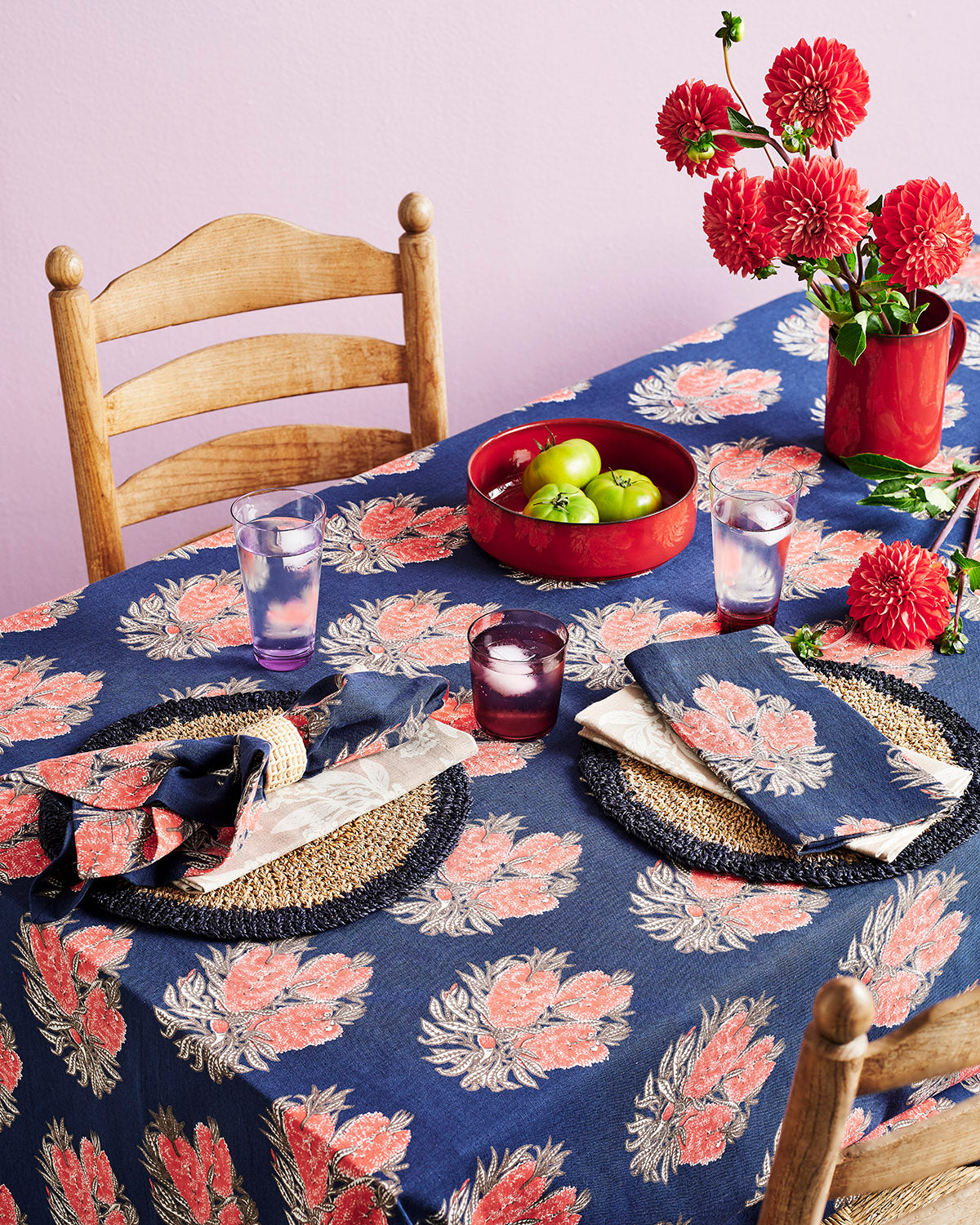 Cameo Navy Tablecloth