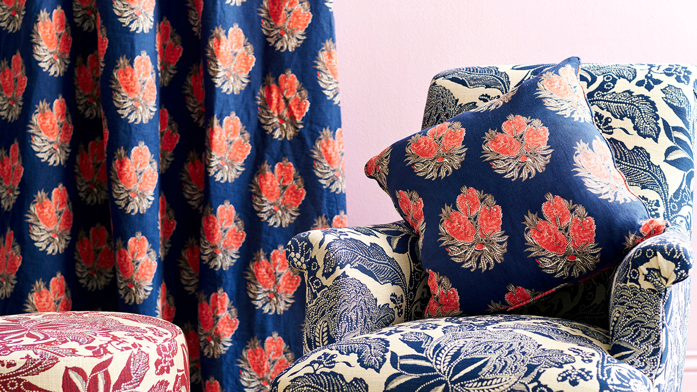 Cameo Navy Furnishing Linen