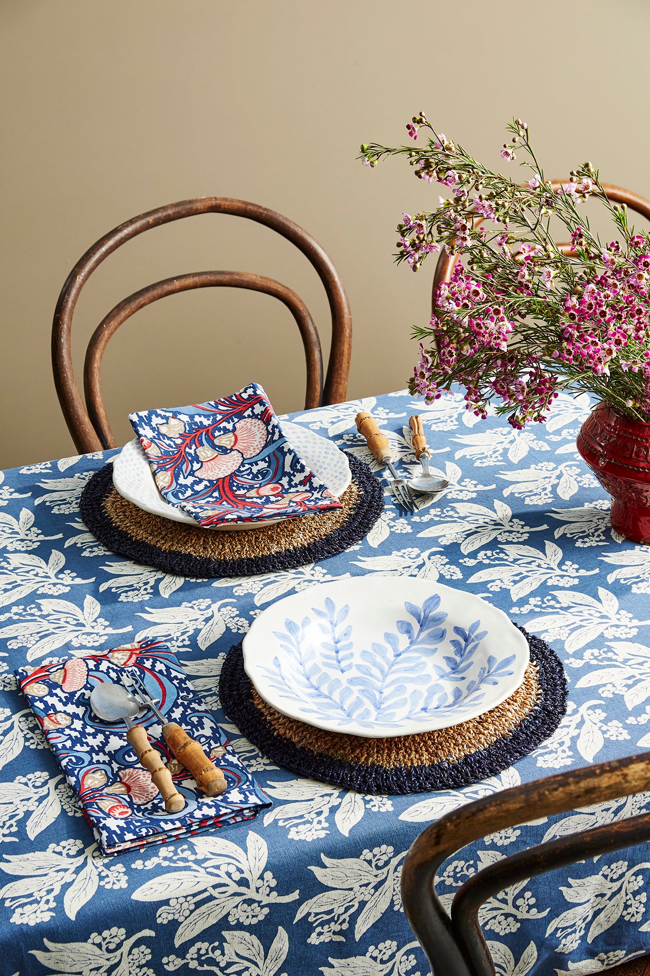 Golden Wattle Navy Tablecloth