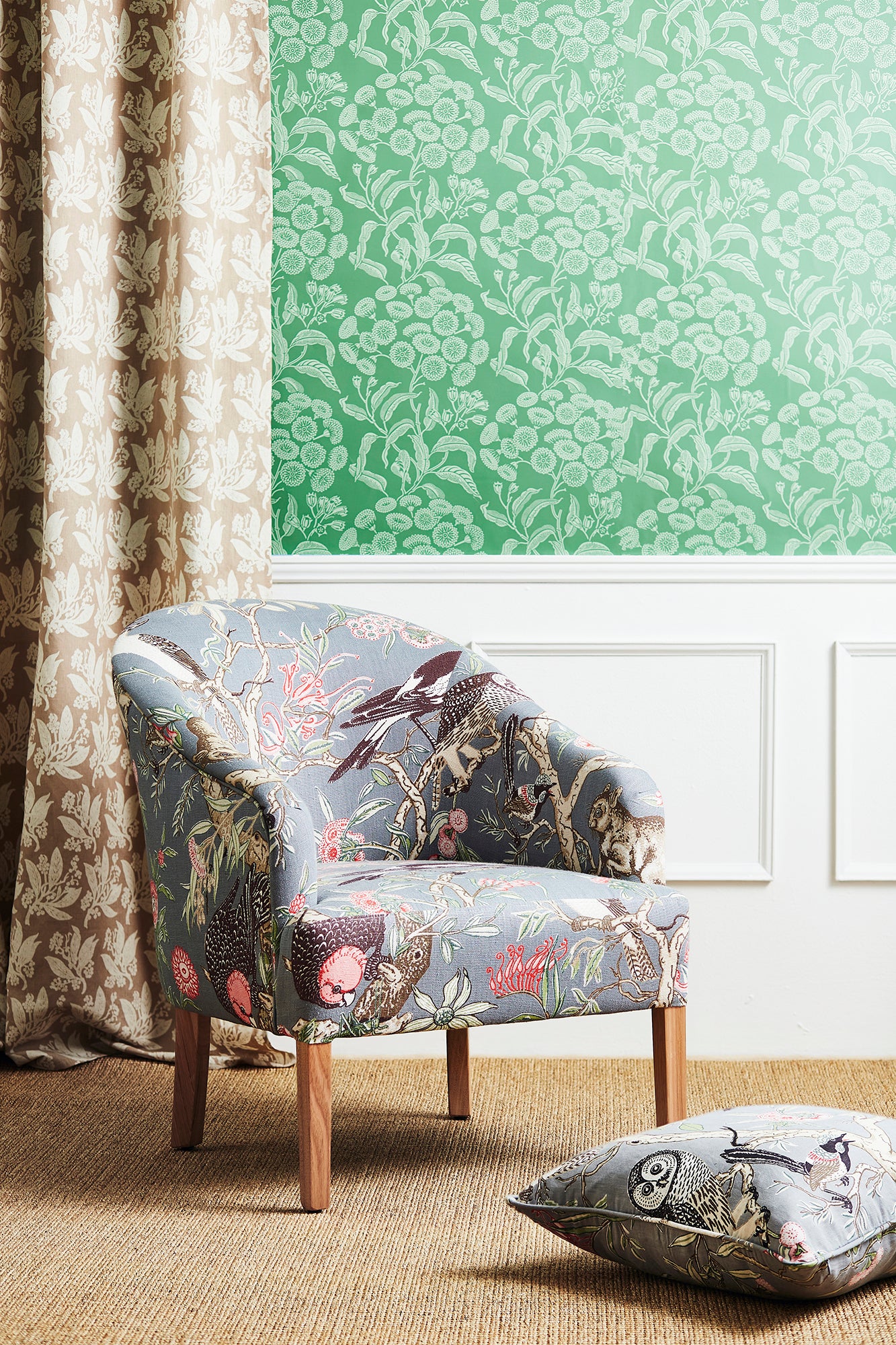 Tree of Life Grey Furnishing Linen