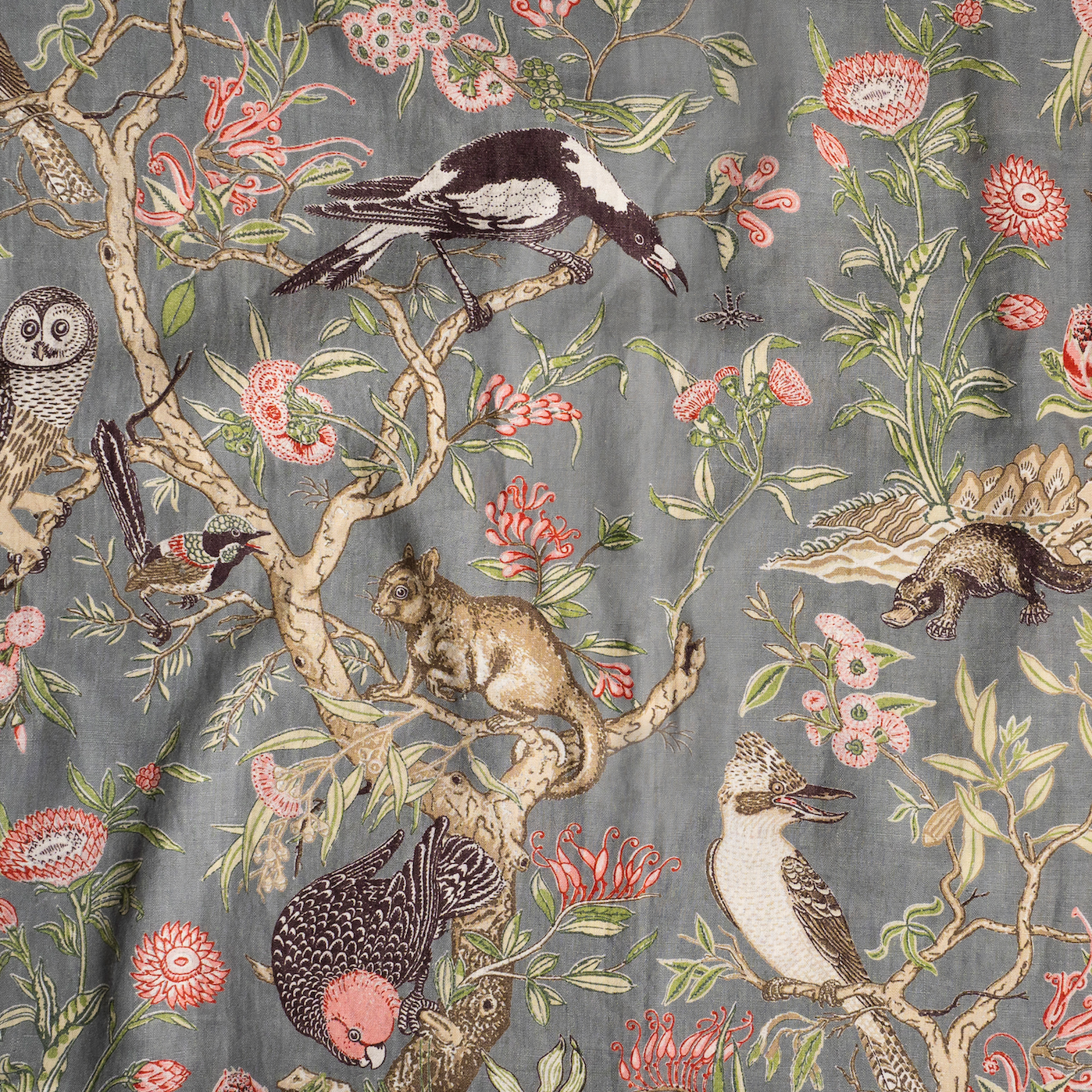 Tree of Life Grey Furnishing Linen
