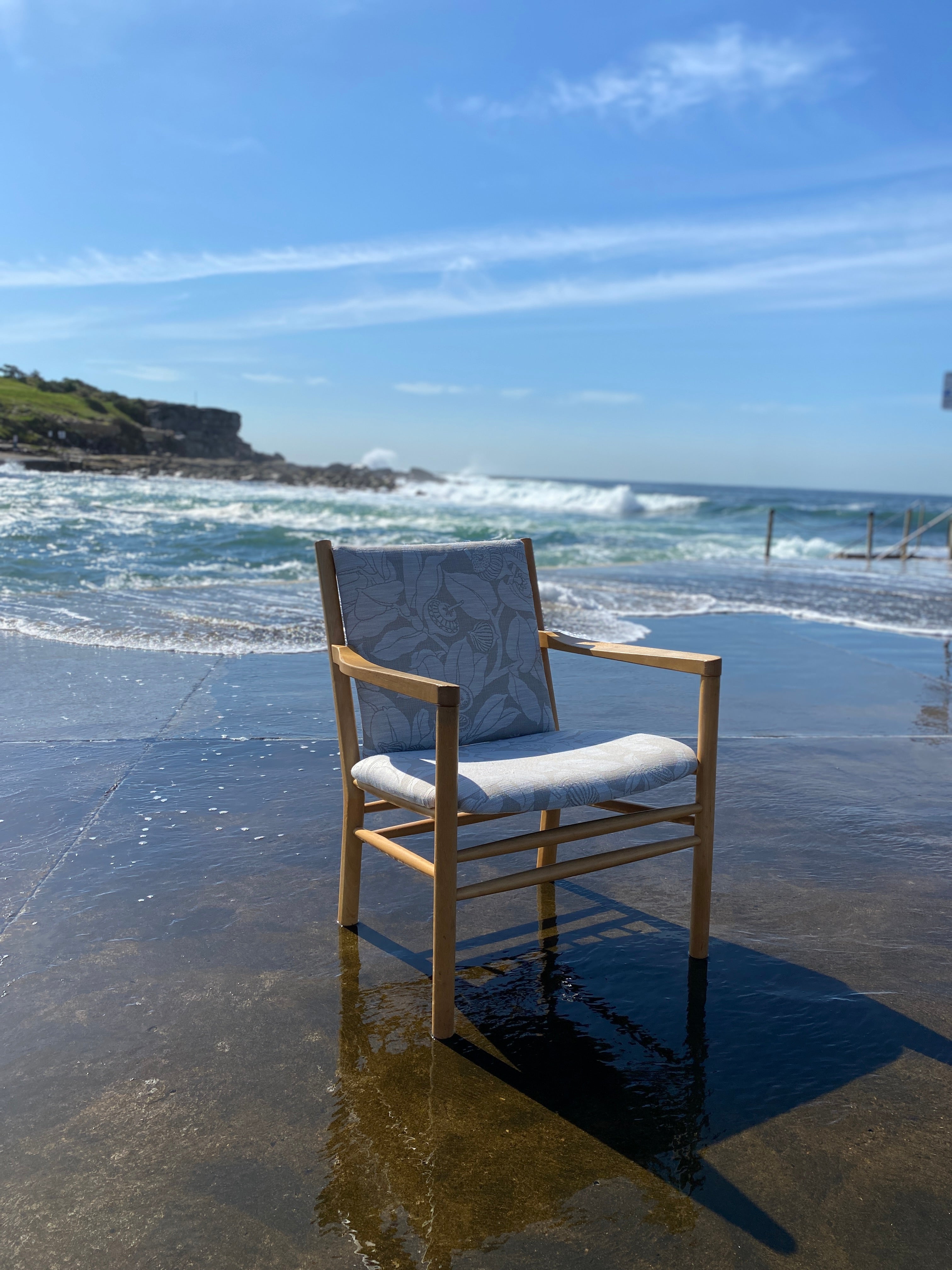 Danish Oak Mottlecah Sandstone Armchair