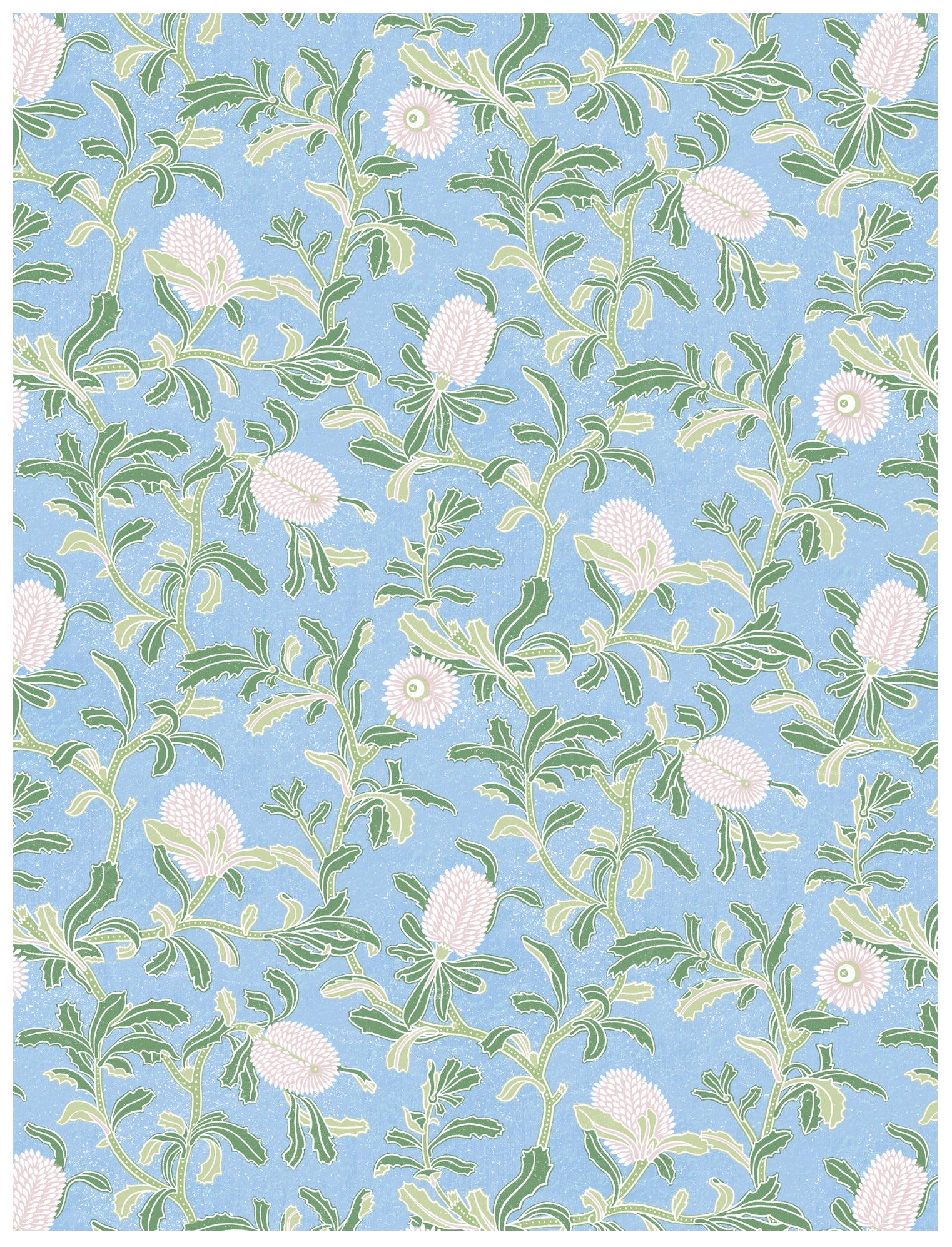 Silver Banksia Blue Wallpaper Swatch/Memo