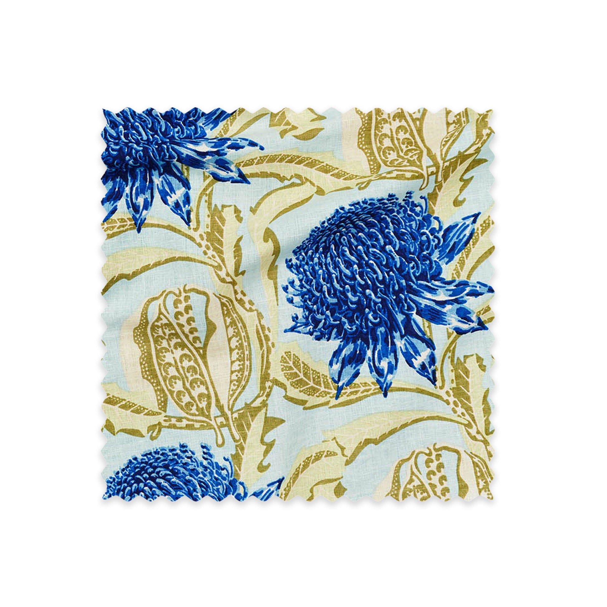 State of Waratah Blue Linen Swatch