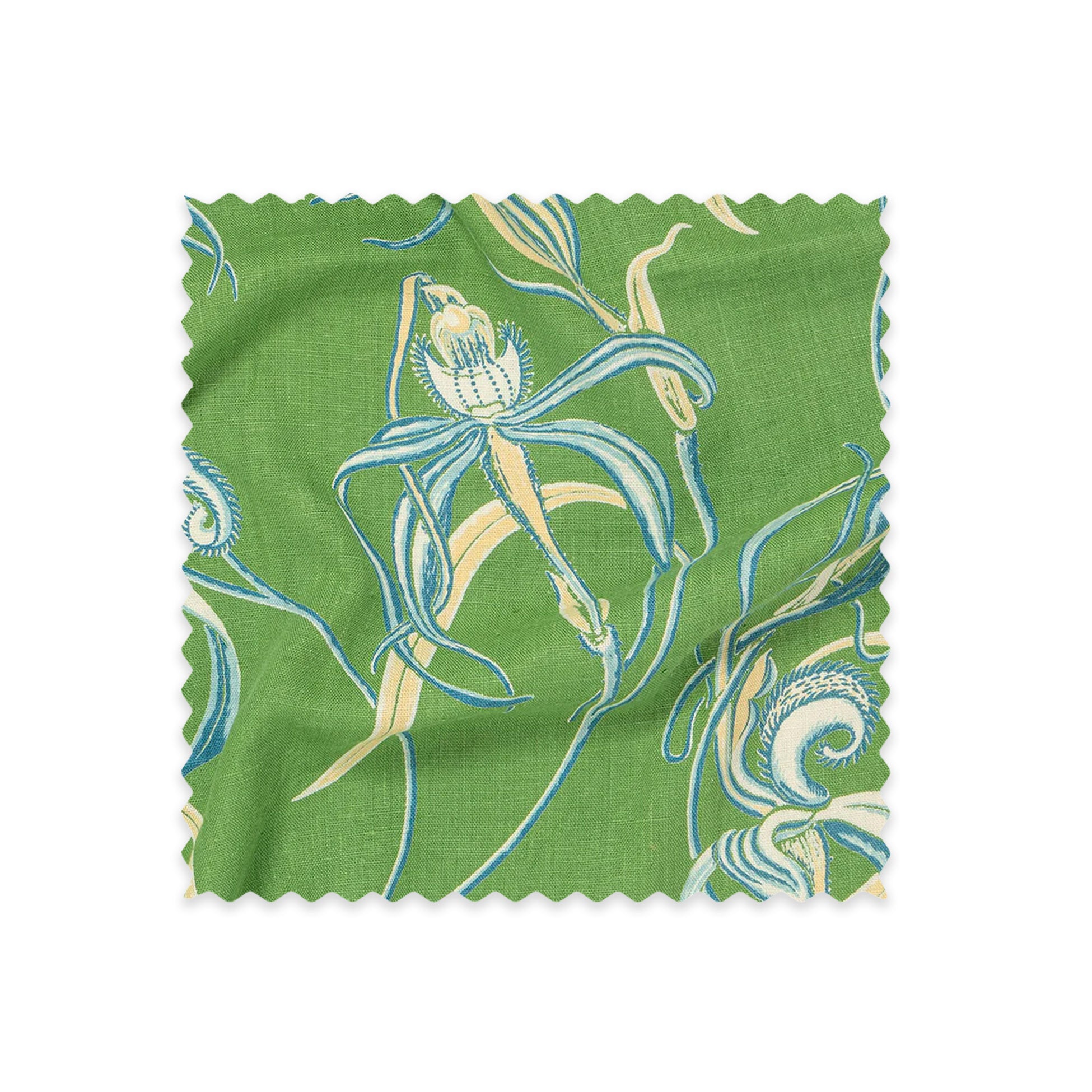 Native Orchid Green Linen Swatch