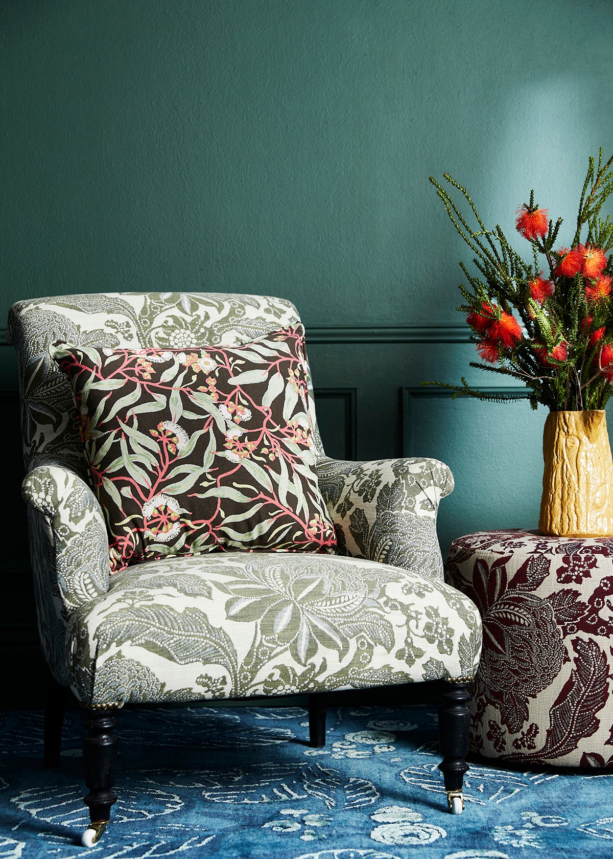 French Parlour Chair - Waratah Sage Performance Fabric