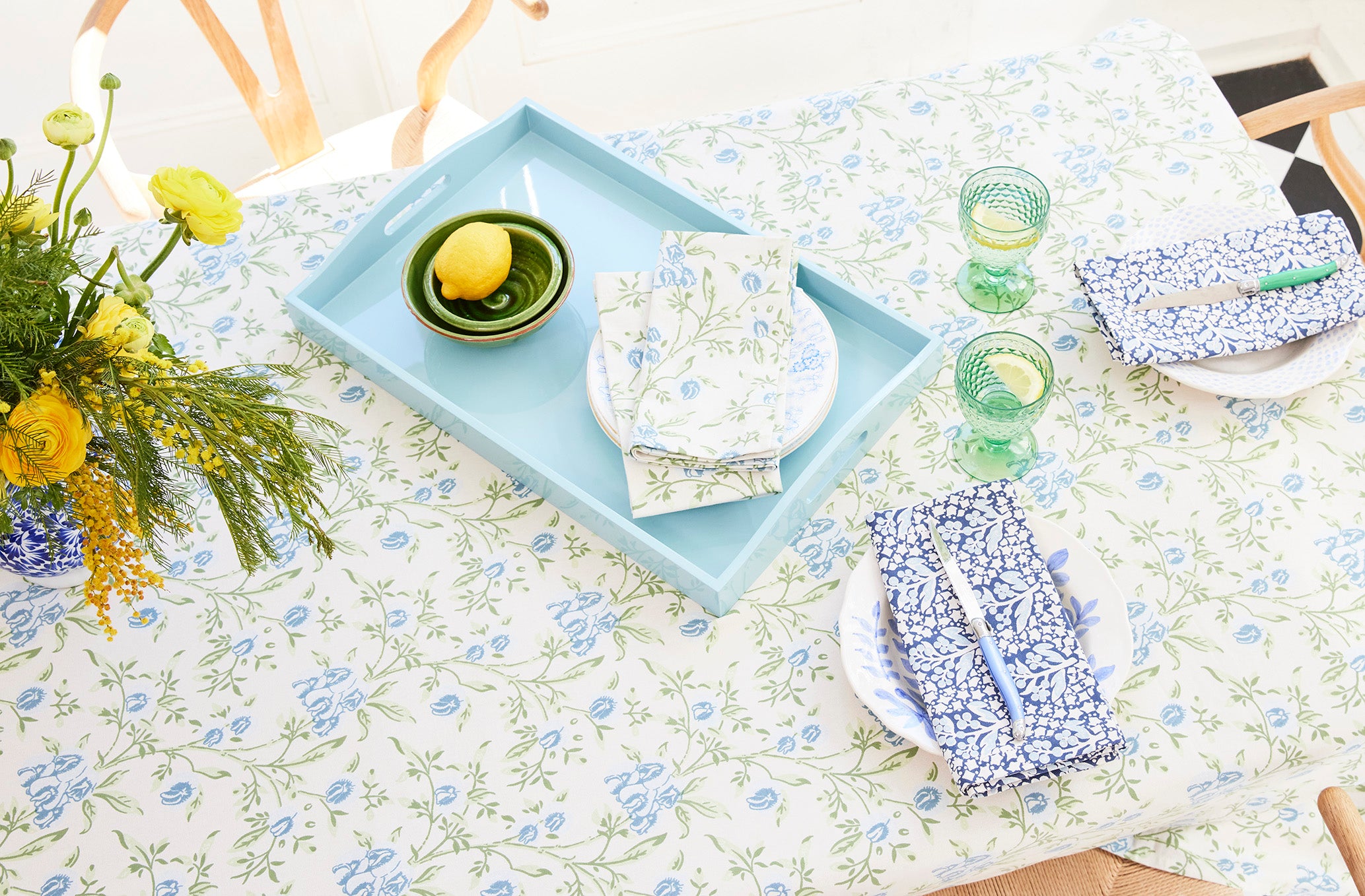 Pea Flower Blue Tablecloth