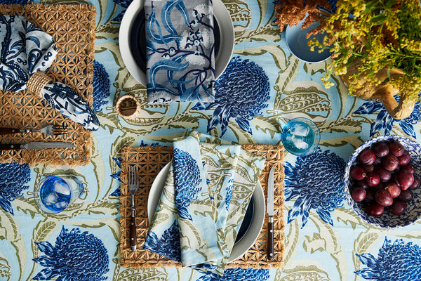State of Waratah Blue Tablecloth