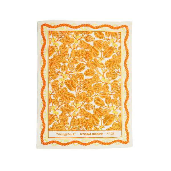 UtopiaGoods-Teatowel-StringyBark-Orange-AustralianDesign-AustralianGift