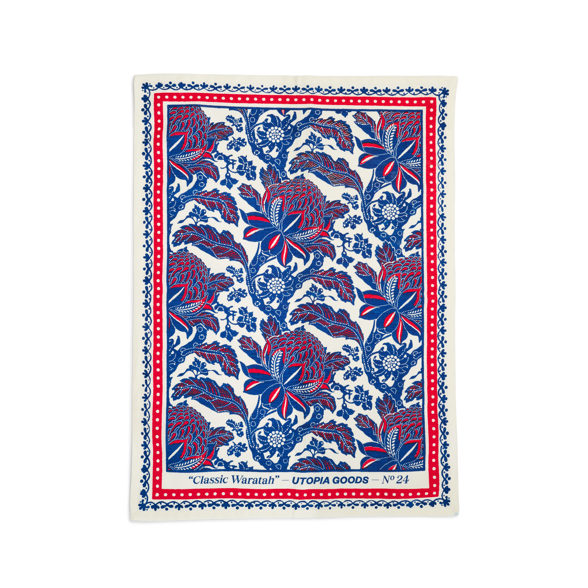 UtopiaGoods-Teatowel-WaratahRed_Blue-AustralianDesign-AustralianGift