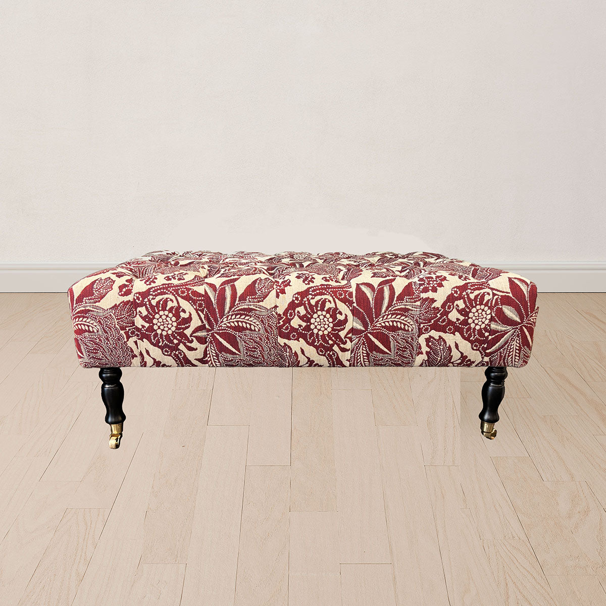 Classic Buttoned Ottoman - Waratah Ruby Performance