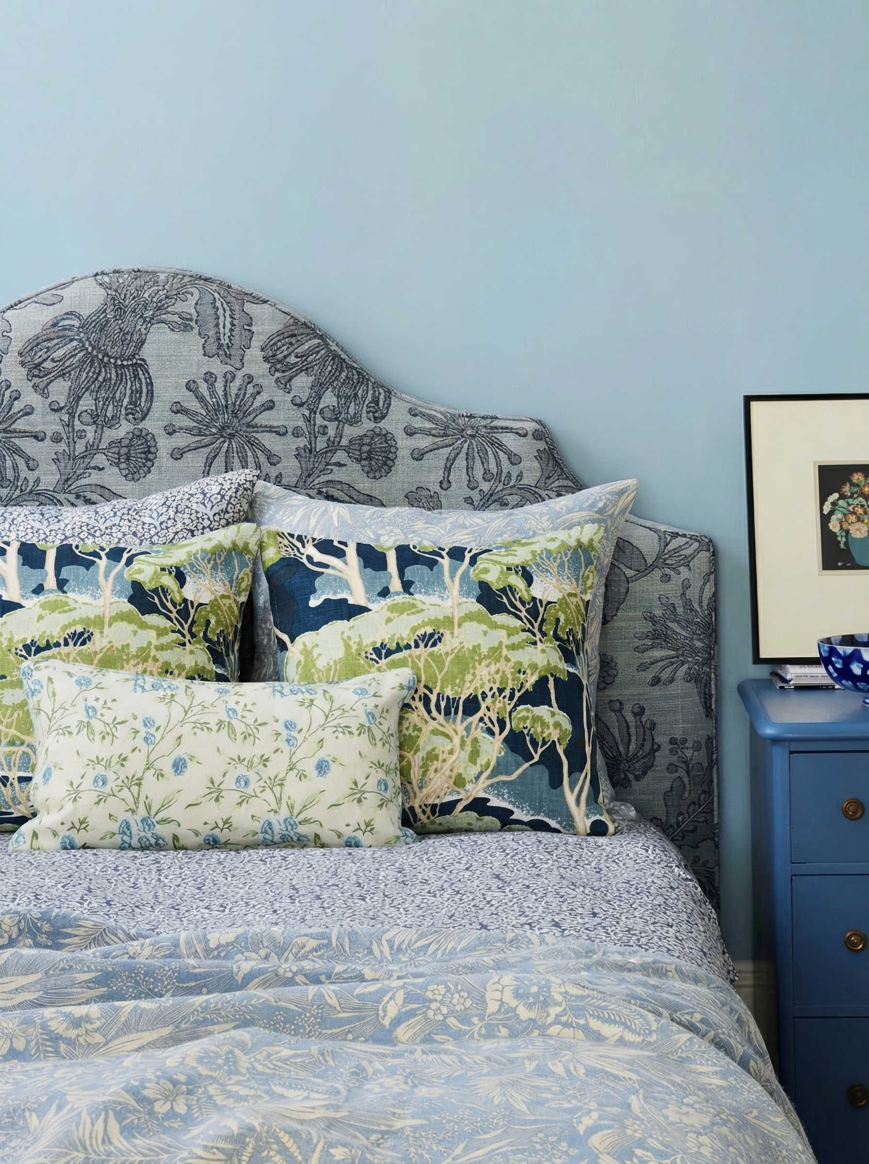 Trees Blue Medium Cushion Cover Unpiped