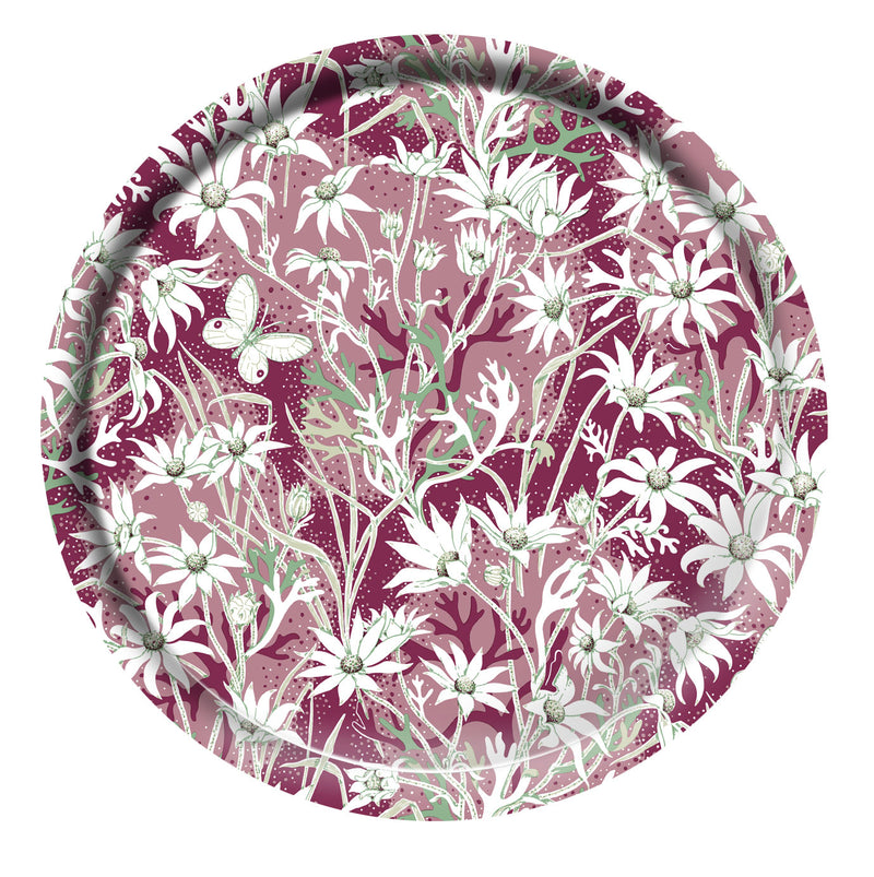 Flannel Flower Violet Round Tray