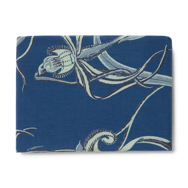 Native Orchid Blue Cotton Linen Tablecloth