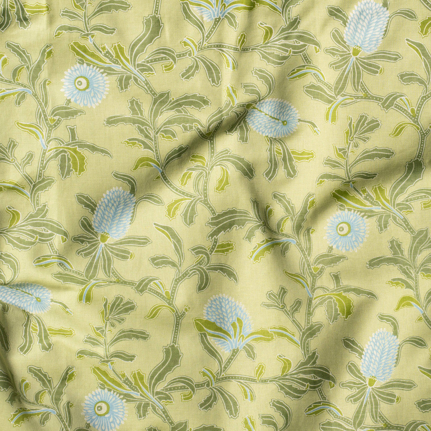 Silver Banksia Green Lightweight Drapery Linen