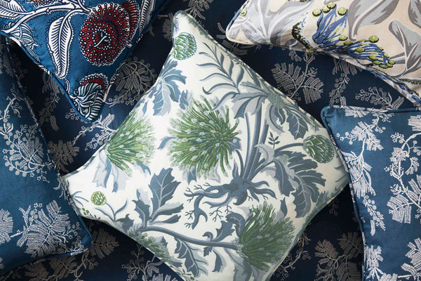 Matchstick Banksia Blue 24"x24" Cushion Cover