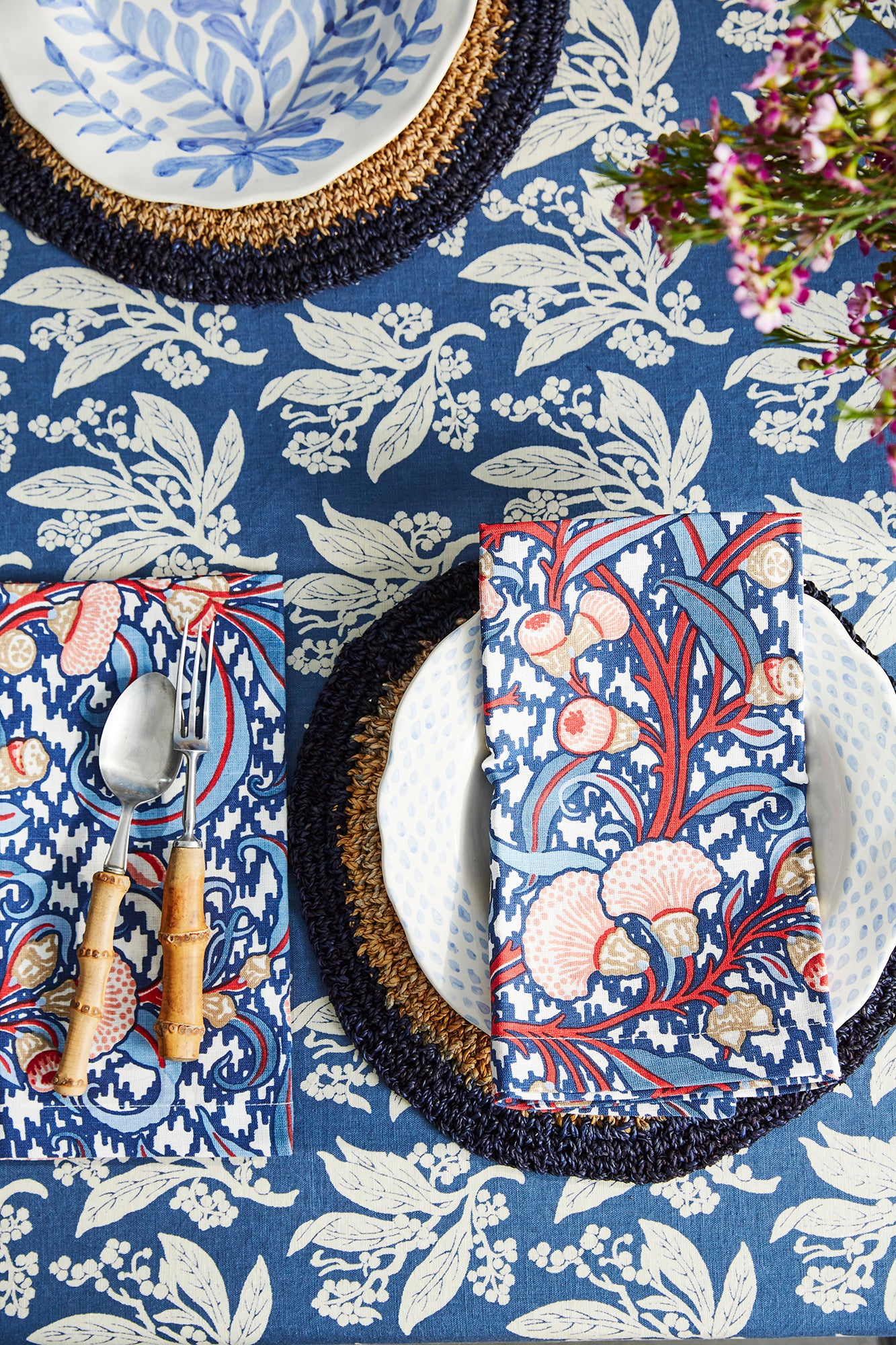 Golden Wattle Navy Tablecloth